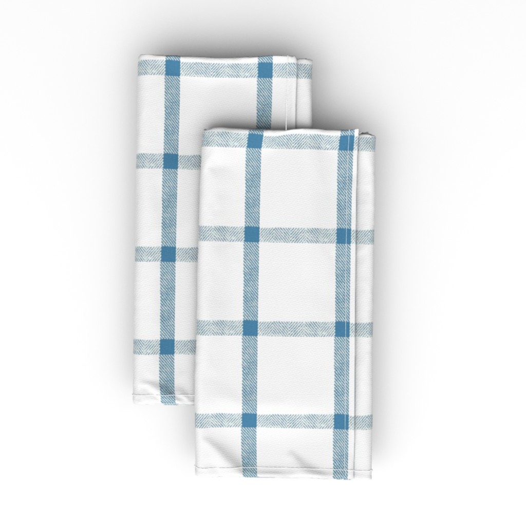 Tartan Plaid Check - Blue Cloth Napkin, Longleaf Sateen Grand, Blue