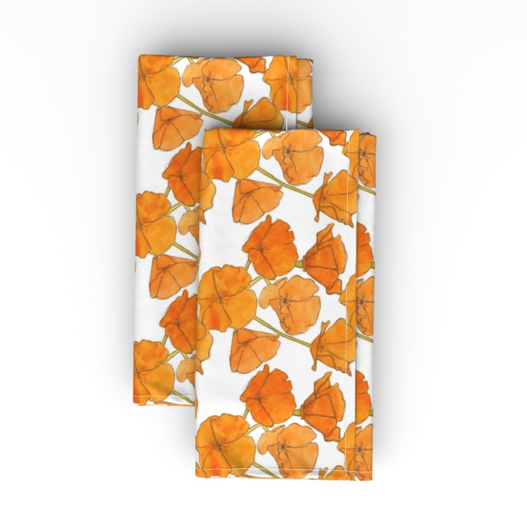 California Poppies - Orange Cloth Napkin, Longleaf Sateen Grand, Orange