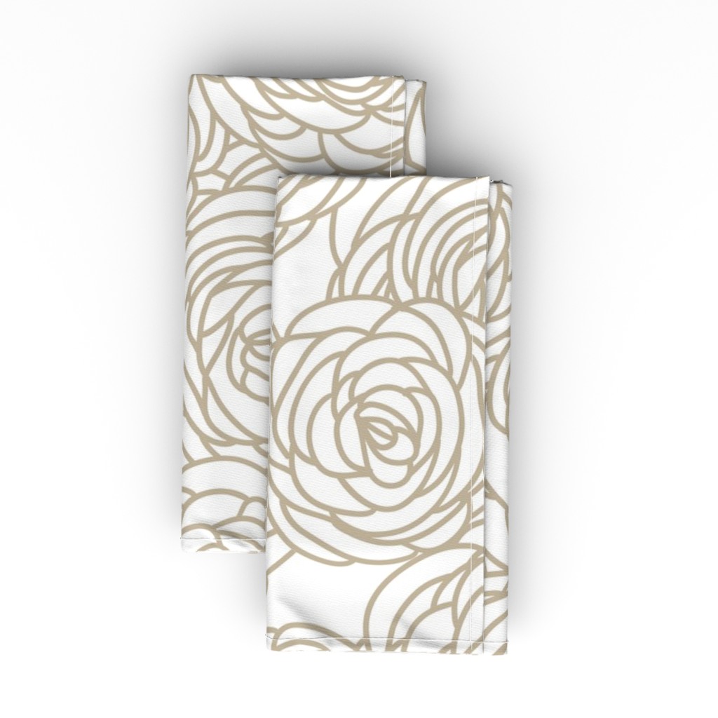 Vintage Floral - Neutral Cloth Napkin, Longleaf Sateen Grand, Beige