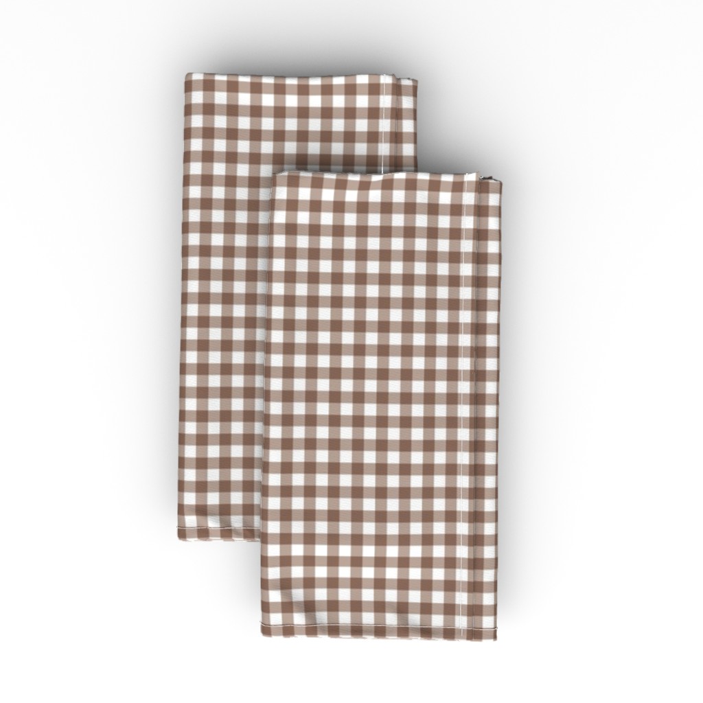 Woodland Gingham - Brown Cloth Napkin, Longleaf Sateen Grand, Brown