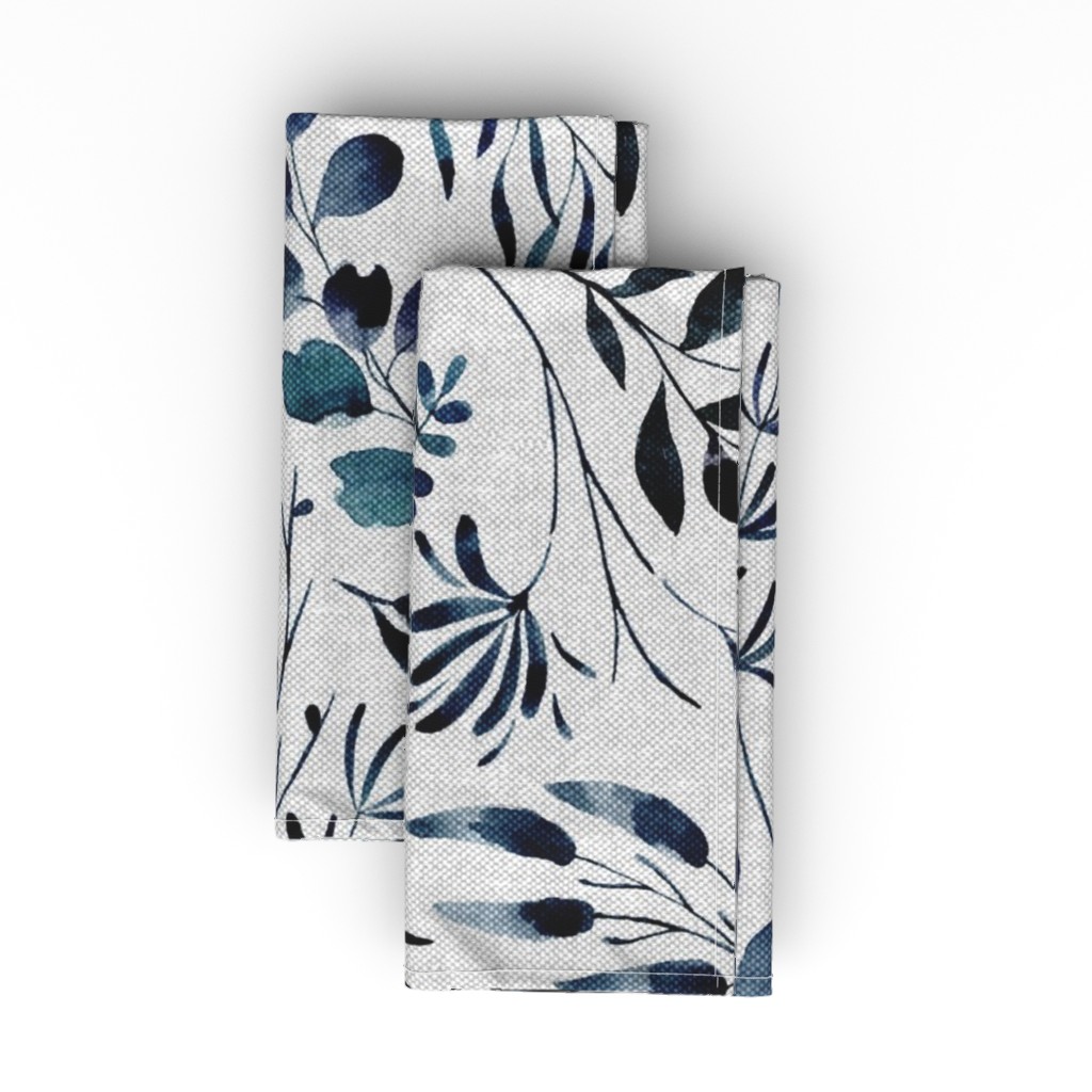 Leaves Nature Botanical Prints Cloth Napkin, Longleaf Sateen Grand, Blue