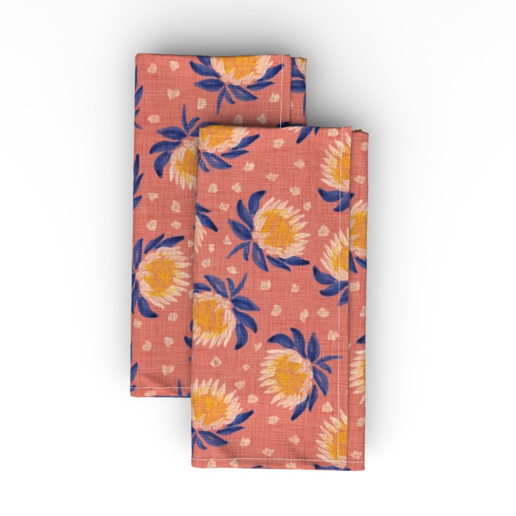 African King Protea - Pink Cloth Napkin, Longleaf Sateen Grand, Pink