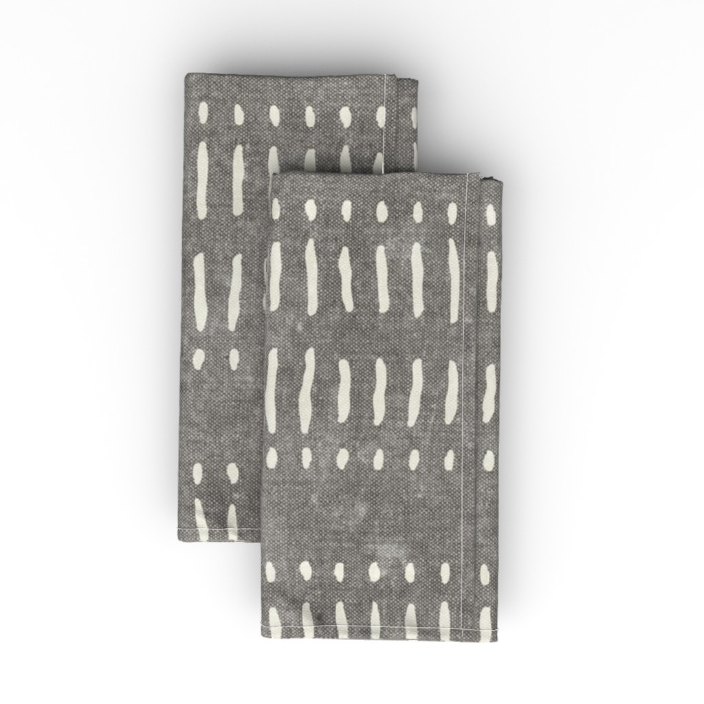 Dash Dot Stripes Cloth Napkin, Longleaf Sateen Grand, Gray