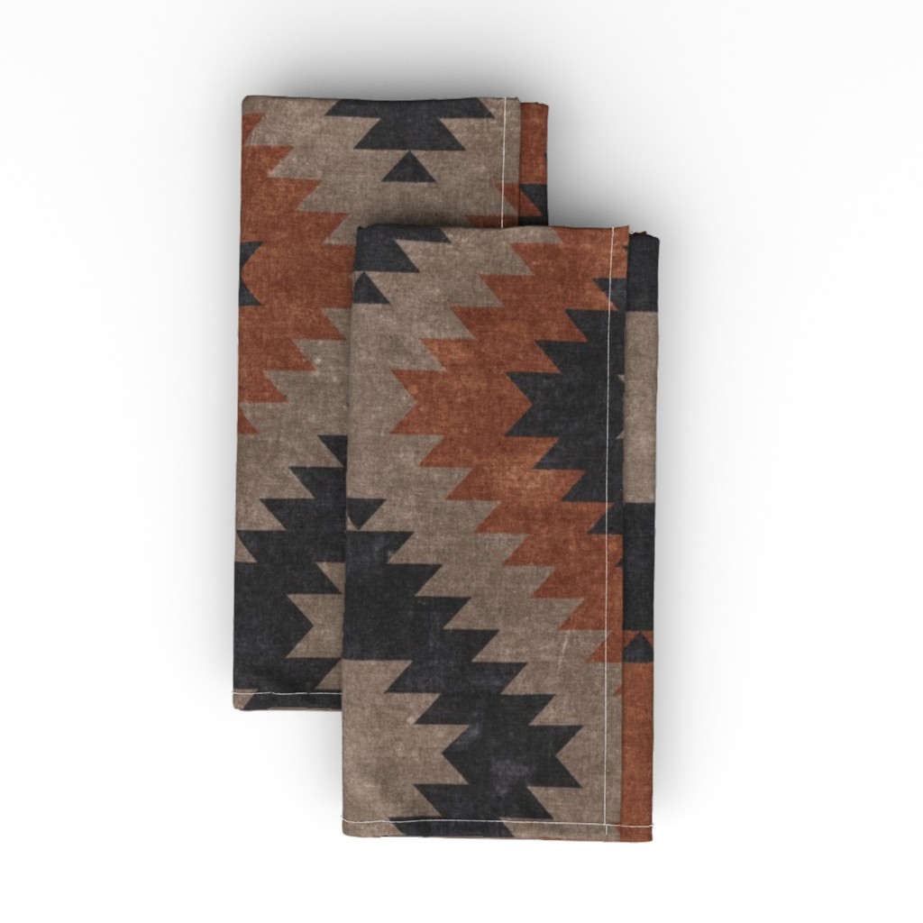 Tribal Southwest Boho Cloth Napkin, Longleaf Sateen Grand, Brown