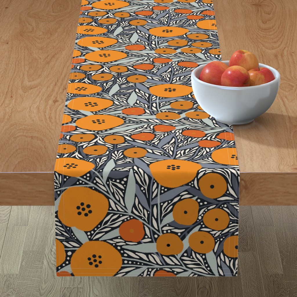 Eloise Floral - Orange Table Runner, 108x16, Orange