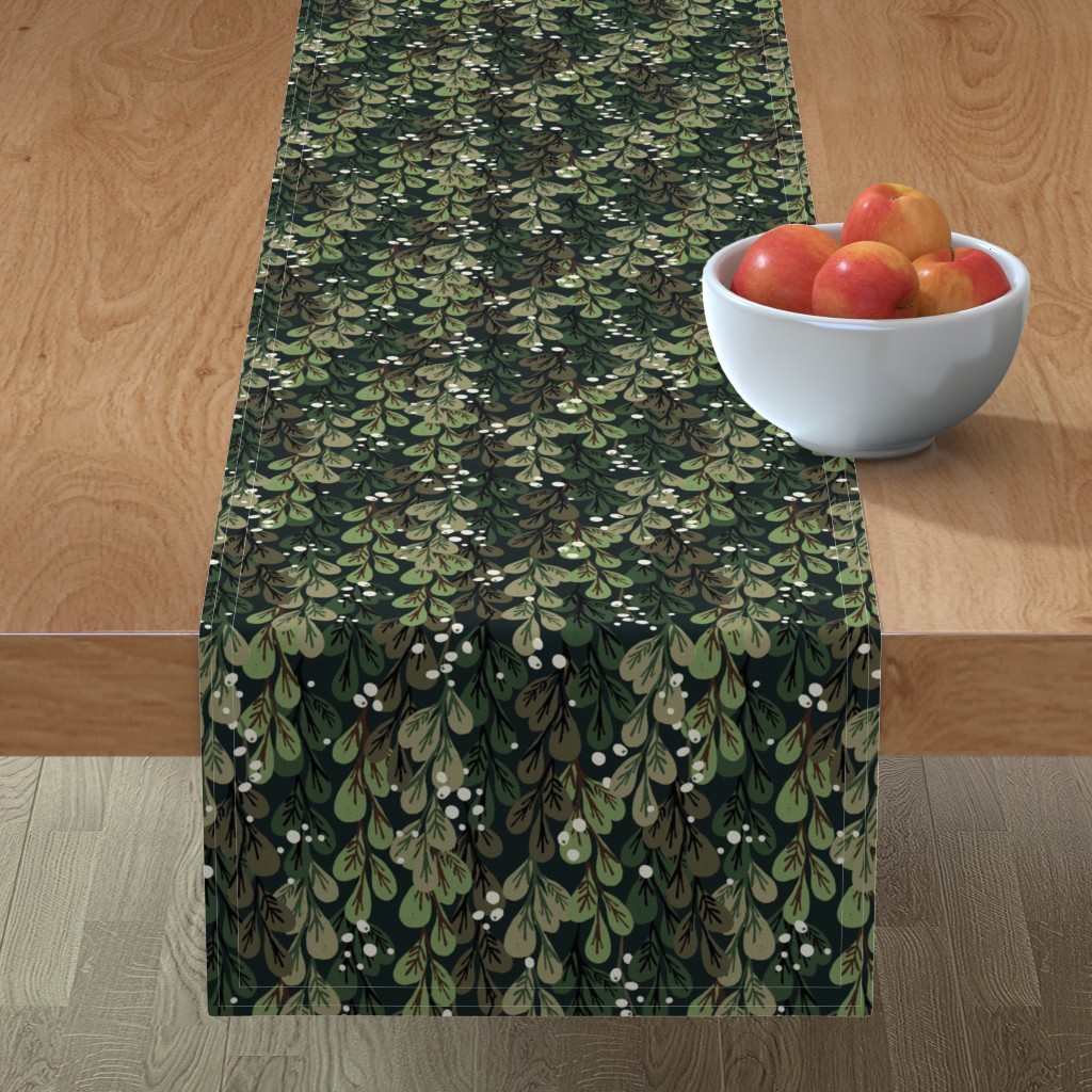 Mistletoe - Forest Greens Table Runner, 108x16, Green