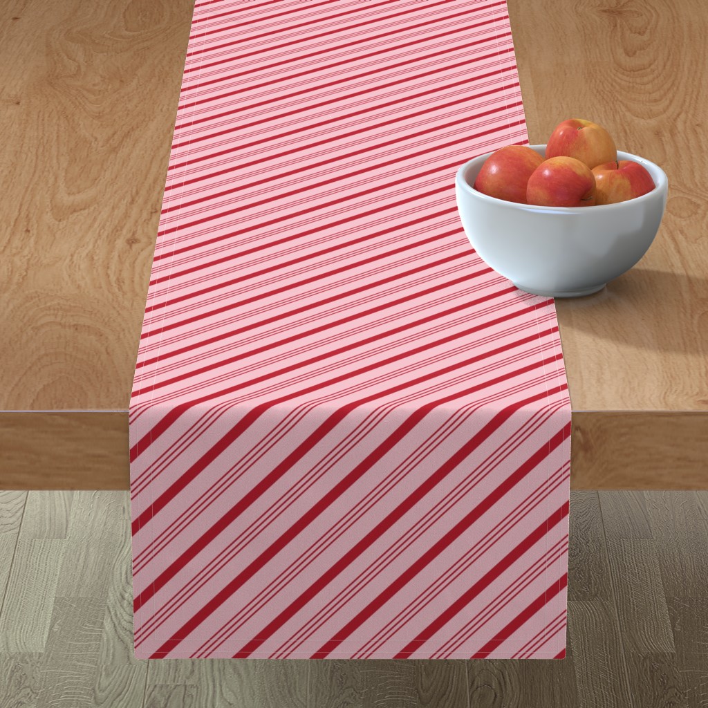 Holiday Candy Cane Stripes - Red on Pink Table Runner, 108x16, Pink