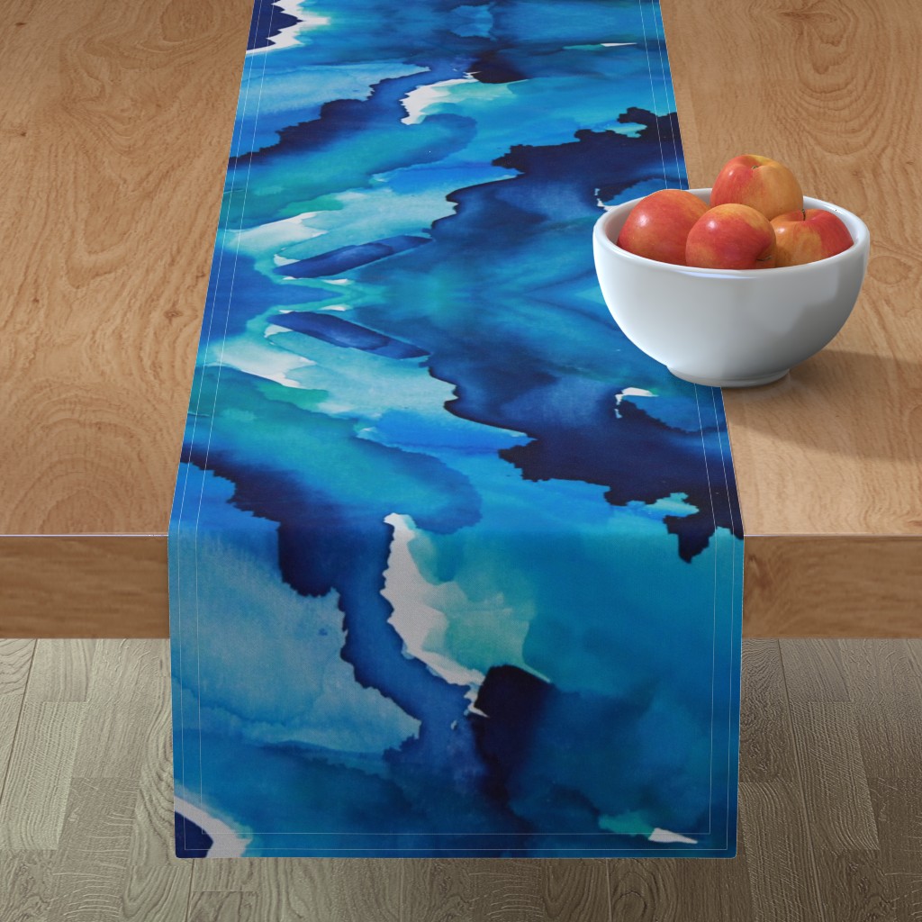 Watercolor Skies - Blue Table Runner, 108x16, Blue