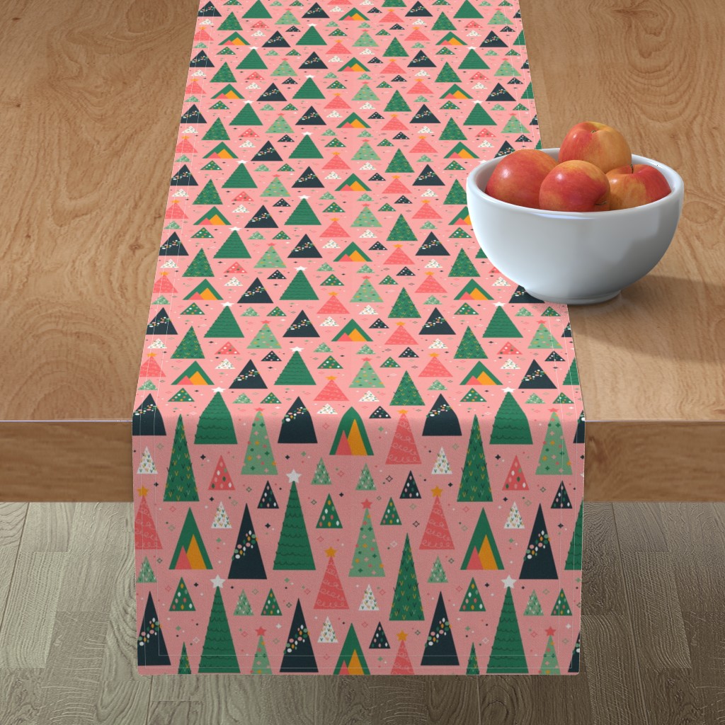 Holiday Trees - Pink Table Runner, 108x16, Pink
