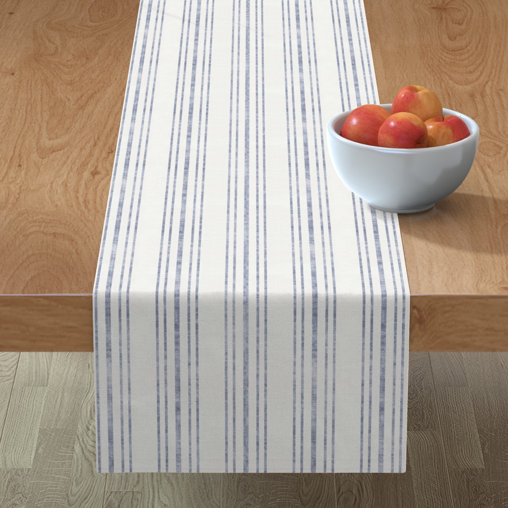 Aegean Multi Ticking Stripe - Blue Table Runner, 108x16, Blue