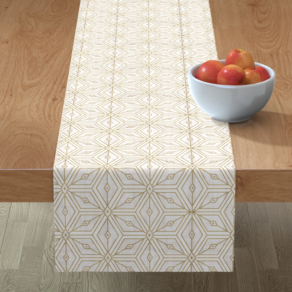 Mod Star - White and Gold Table Runner, 108x16, Yellow