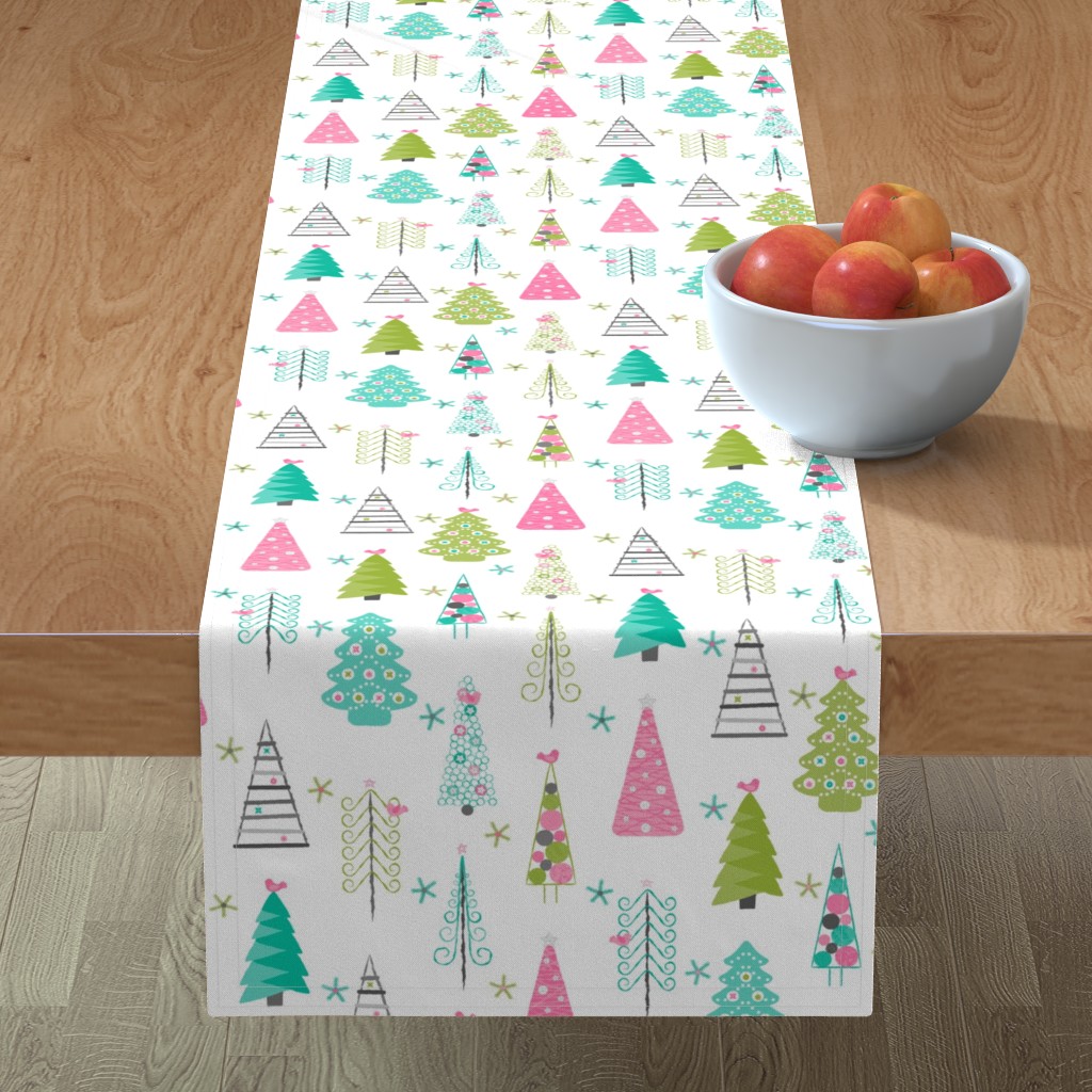Modern Scandinavian Trees - Multi Table Runner, 108x16, Multicolor