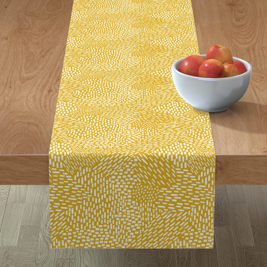 Abstract Brushstrokes Table Runner, 108x16, Yellow