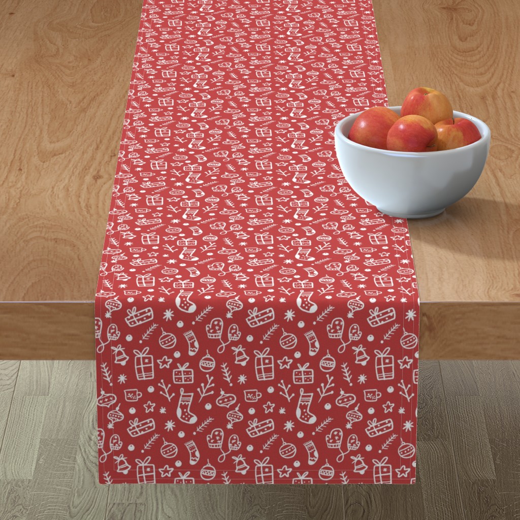 Christmas Gift Wraps - Red Table Runner, 72x16, Red