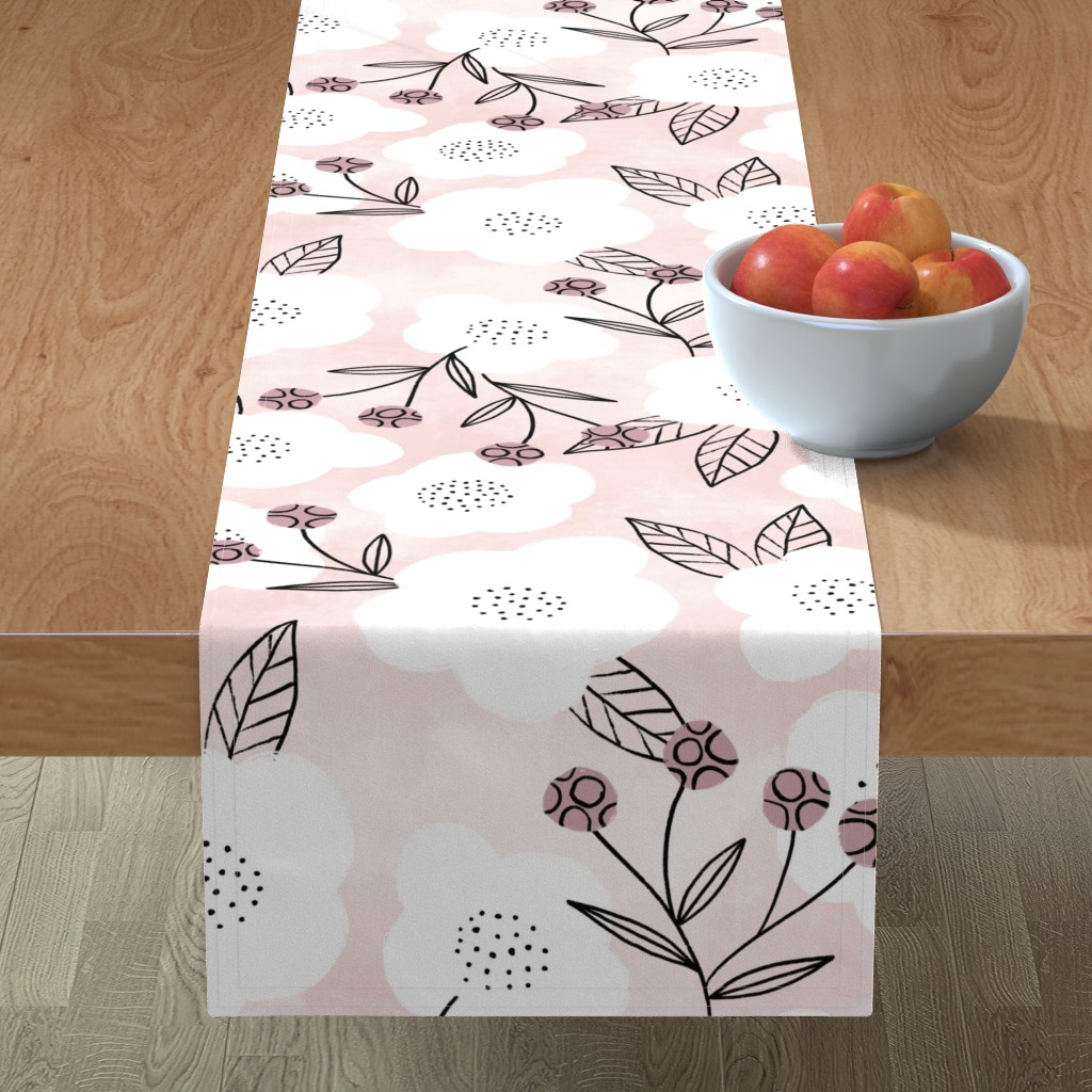 Arlene Floral - Pink Table Runner, 72x16, Pink