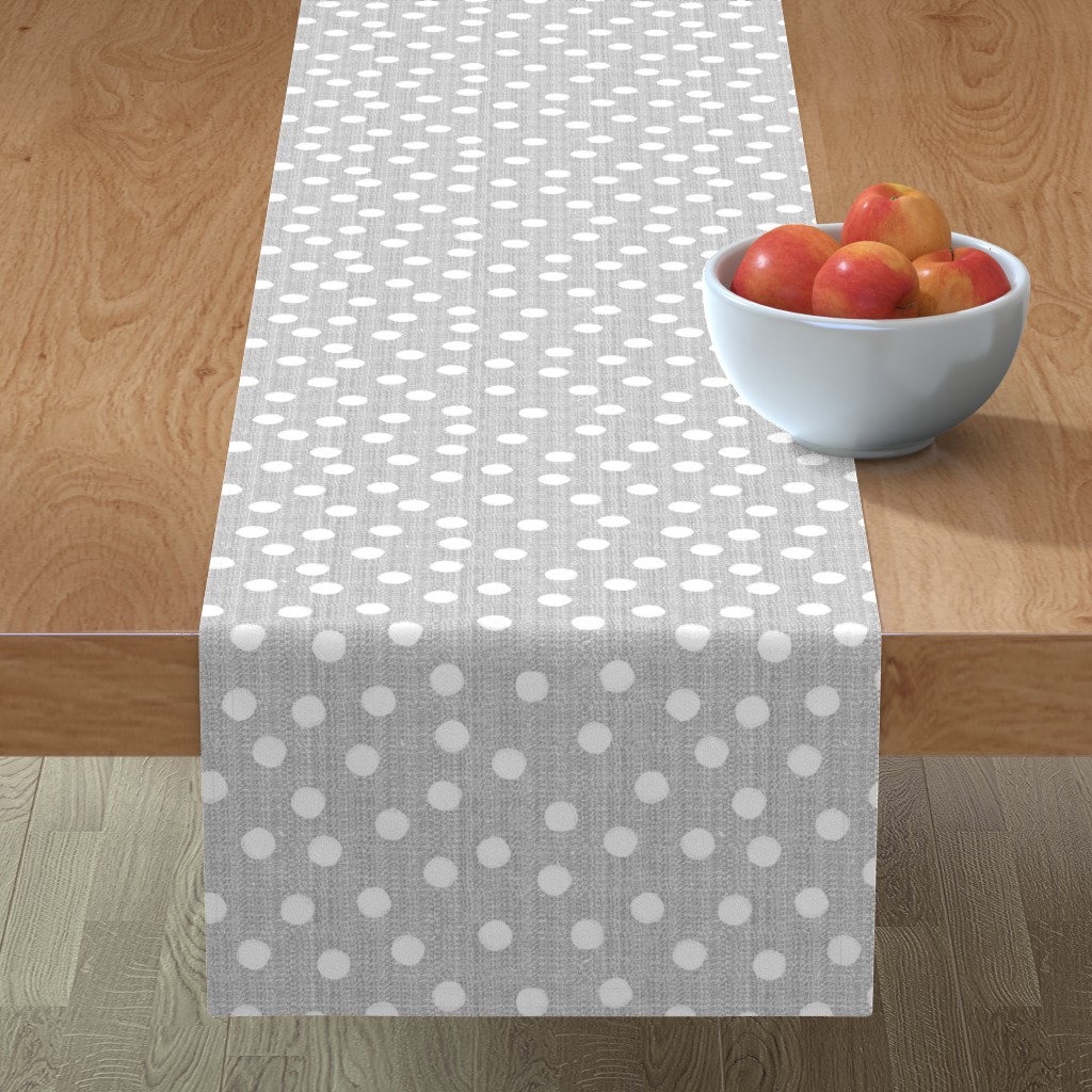 Snowball Polka Dots - Gray Table Runner, 72x16, Gray