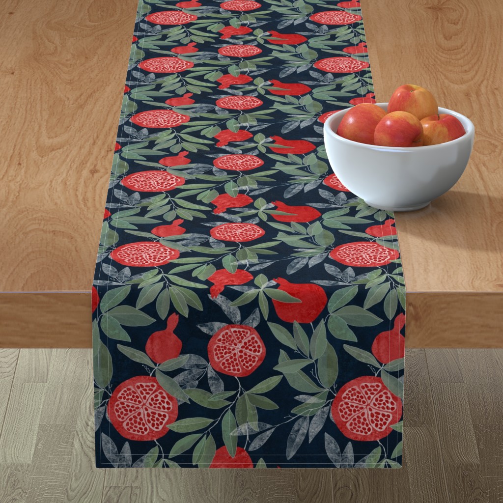 Pomegranate Garden - Dark Table Runner, 72x16, Multicolor