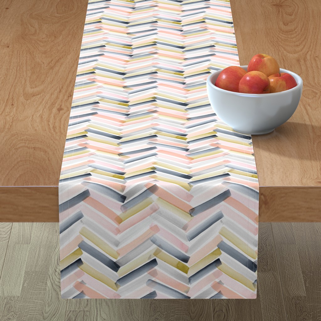 Chevron - Blush and Navy Table Runner, 72x16, Multicolor