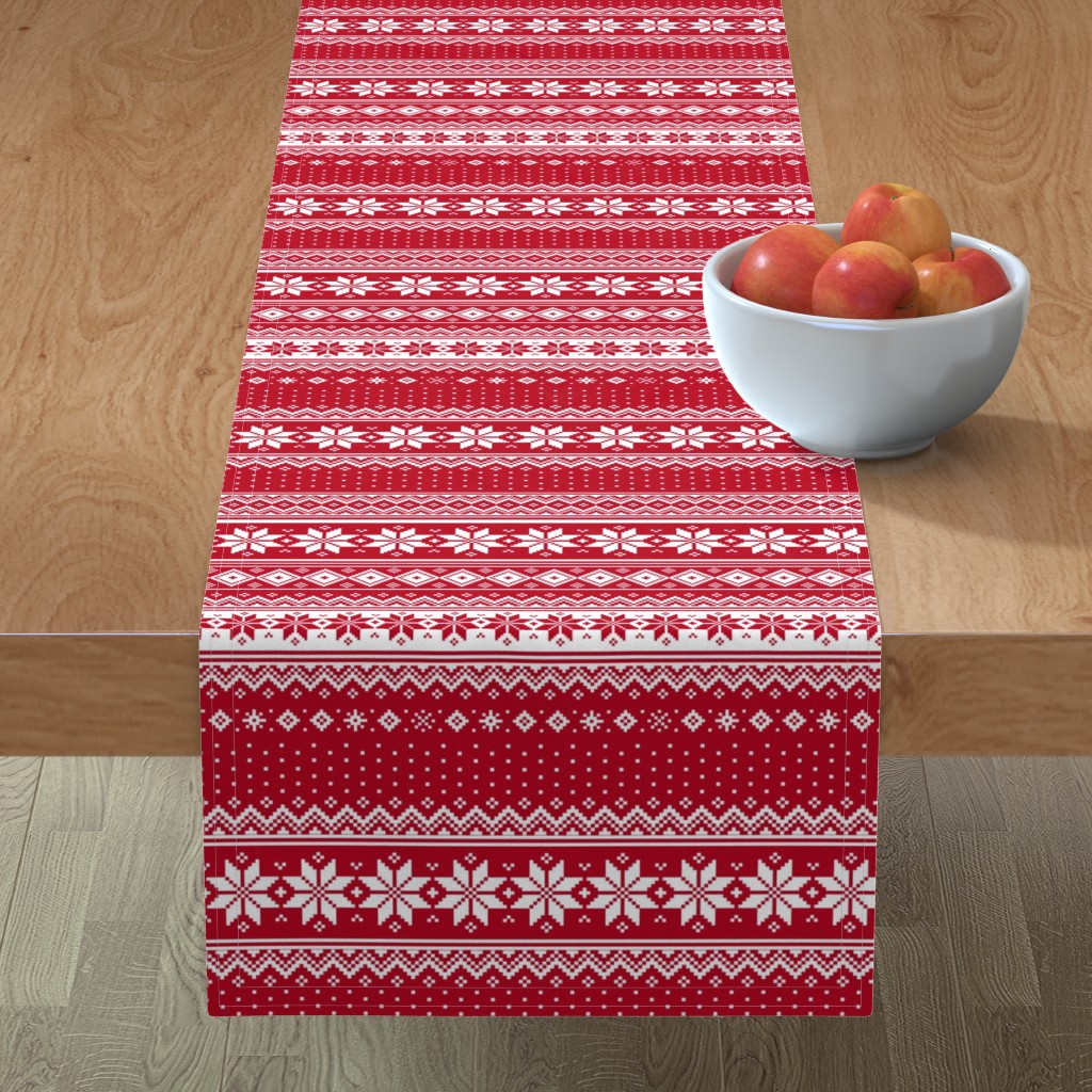 Nordic Christmas Table Runner, 72x16, Red