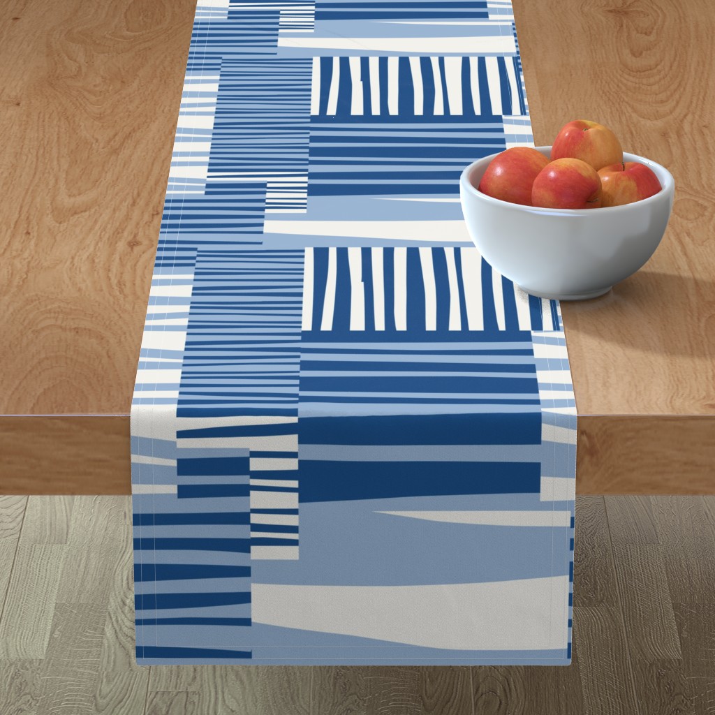 Twiggy Stripes Table Runner, 72x16, Blue