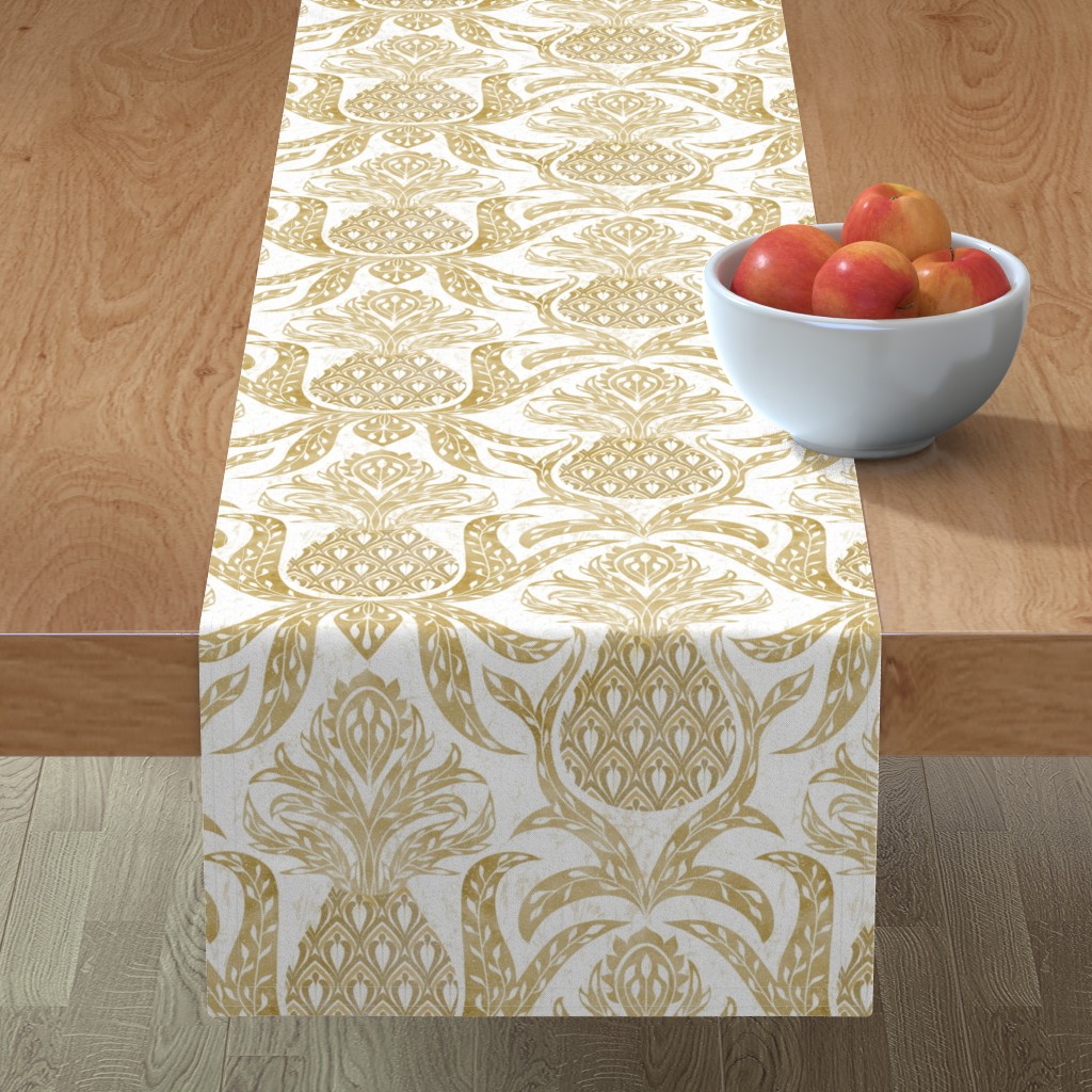 Welcome Pineapple - Gold Table Runner, 72x16, Yellow