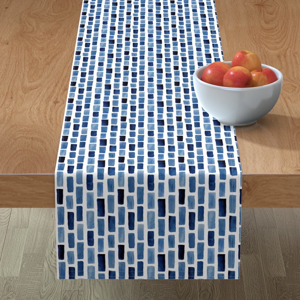 Vertical Tile - Blue Table Runner, 72x16, Blue