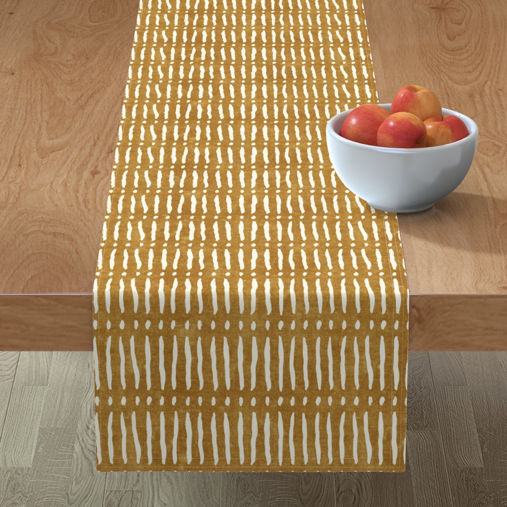 Vertical Dash Stripe Table Runner, 72x16, Yellow