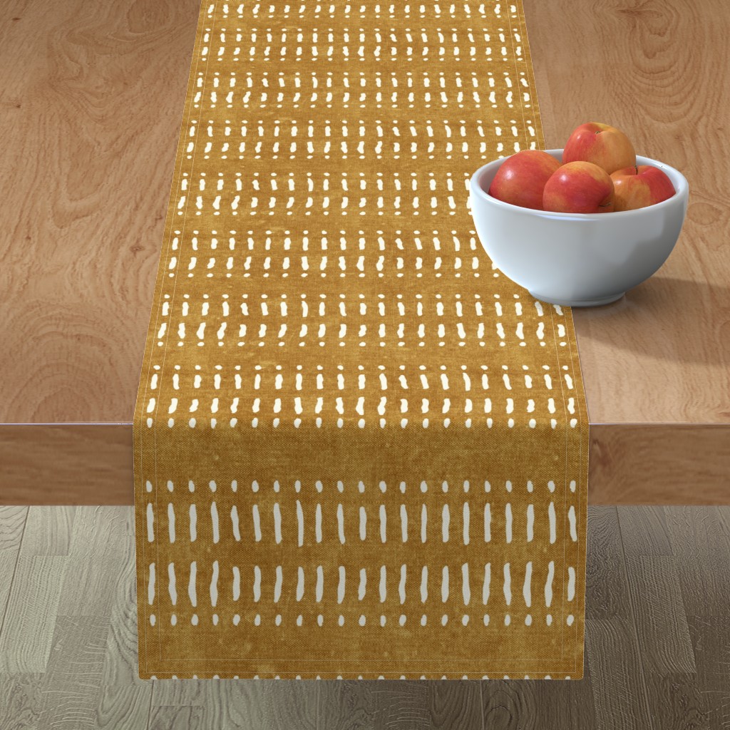 Dash Dot Stripes Table Runner, 72x16, Yellow