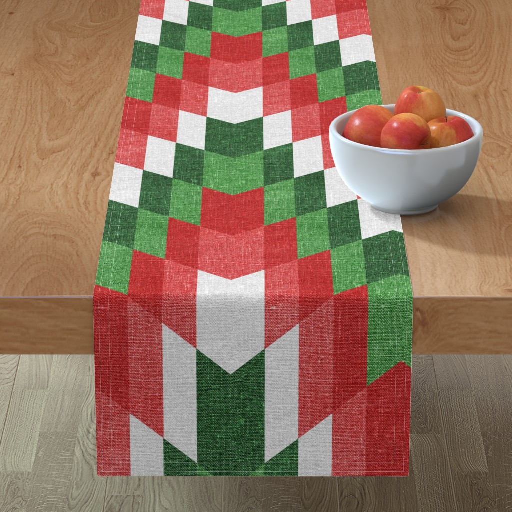 Christmas Cheer - Red, White and Green Table Runner, 90x16, Multicolor