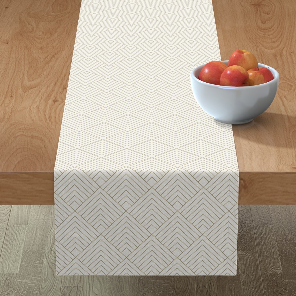 Pyramid - Gold on White Table Runner, 90x16, Beige