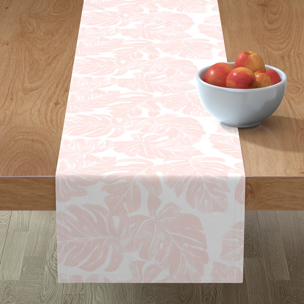Jungle Monstera Leaves - Pink Table Runner, 90x16, Pink