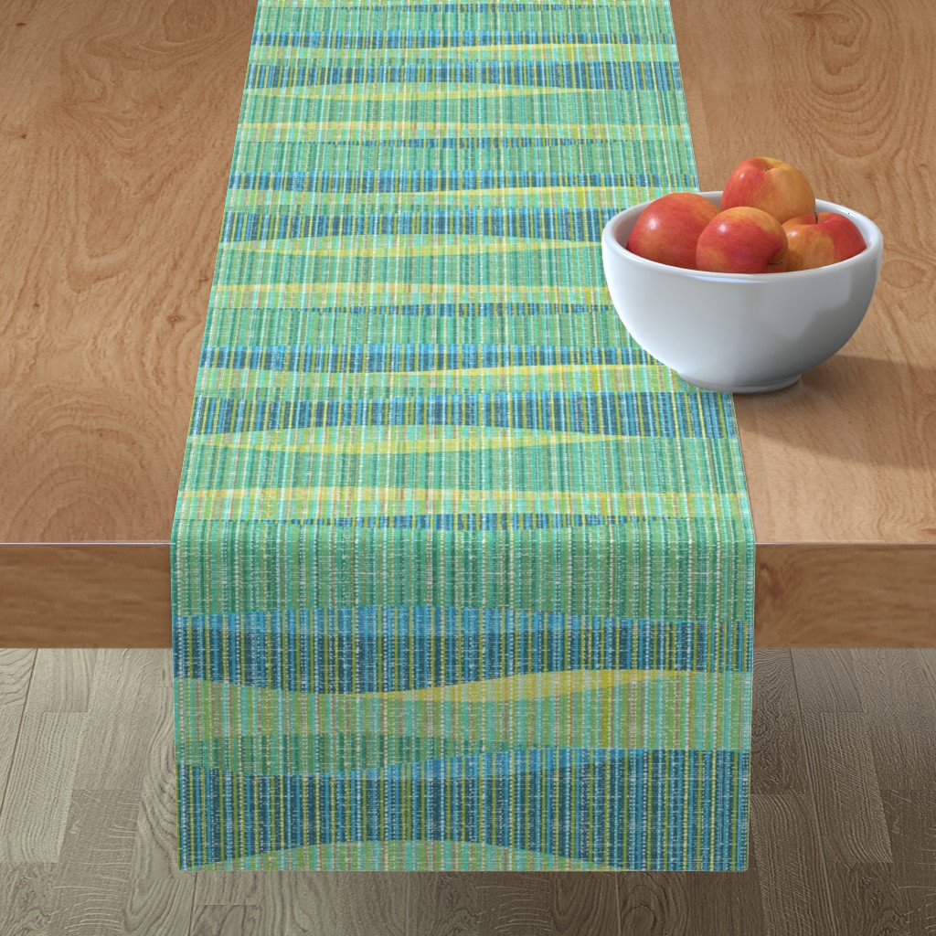 Mid Mod Lines Table Runner, 90x16, Green