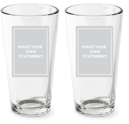 Make Your Own Statement Pint Glass, Etched Pint, Set of 2, White