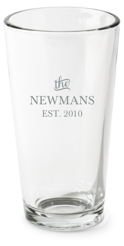 Stately Name Pint Glass, Etched Pint, Set of 1, White