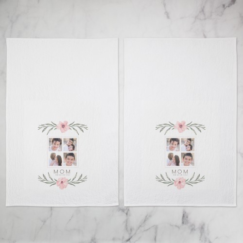 Spring Floral Collage Tea Towel, Set of 2, Beige, pearl