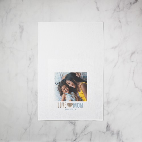 Love Rustic Heart Tea Towel, Set of 1, Brown, wood