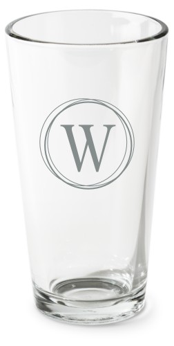 Circle Monogram Pint Glass, Etched Pint, Set of 1, White