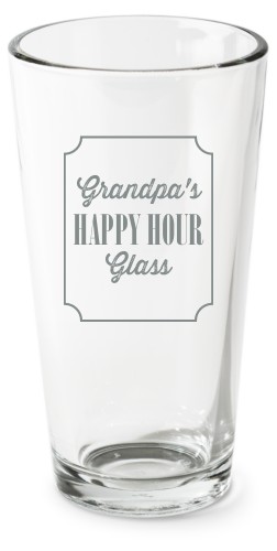 Happy Hour Glass Pint Glass, Etched Pint, Set of 1, White