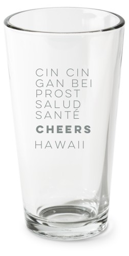 Universal Cheers Pint Glass, Etched Pint, Set of 1, White