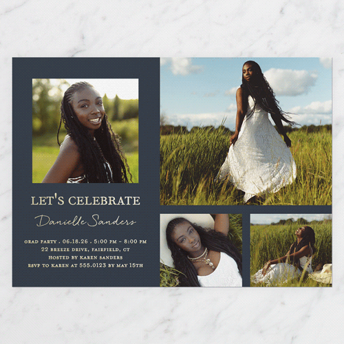 Studious Showcase Graduation Invitation, Black, Gold Foil, 5x7, Write Your Own, Matte, Personalized Foil Cardstock, Square, Silhouette