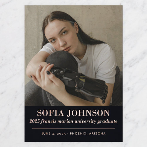 Brilliant Name Graduation Announcement, Green, Rose Gold Foil, 5x7, Write Your Own, Matte, Personalized Foil Cardstock, Square