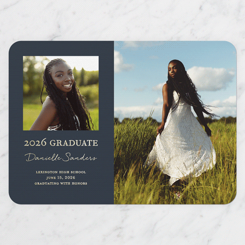 Superb Showcase Graduation Announcement, Black, Gold Foil, 5x7, Write Your Own, Matte, Personalized Foil Cardstock, Rounded, Silhouette