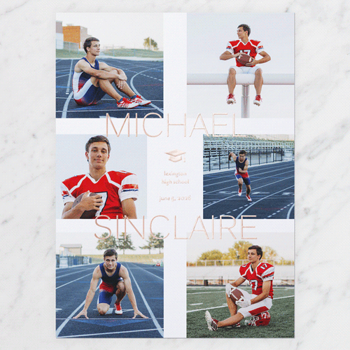 Perfect Star Graduation Announcement, White, Rose Gold Foil, 6x8, Matte, Personalized Foil Cardstock, Square, White