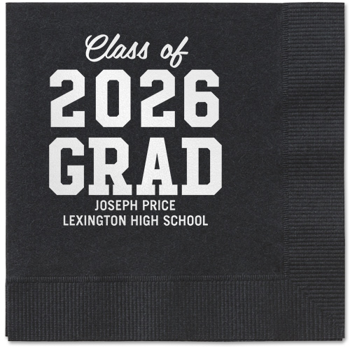 Collegiate Celebration Napkin, White, Black, white