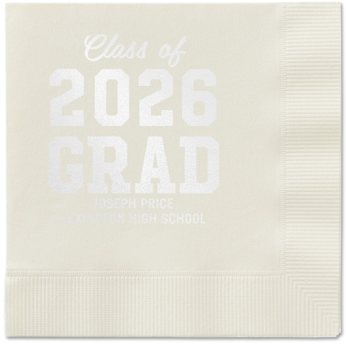 Collegiate Celebration Napkin, White, Ecru, white