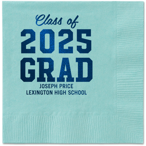 Collegiate Celebration Napkin, Grey, Aqua