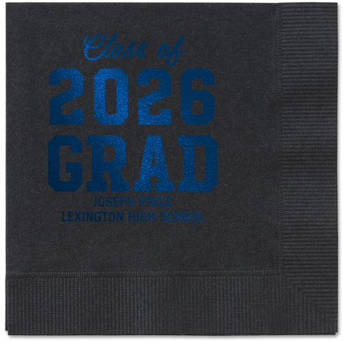 Collegiate Celebration Napkin, Blue, Black, midnight