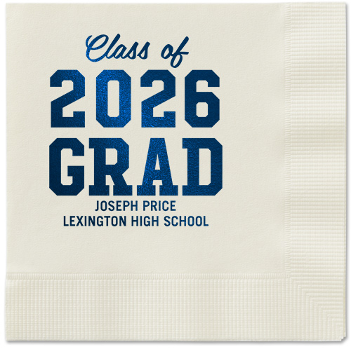 Collegiate Celebration Napkin, Blue, Ecru, midnight