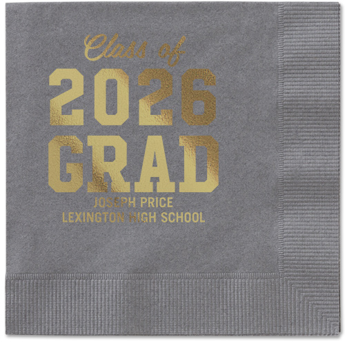 Collegiate Celebration Napkin, Yellow, Pewter, gold