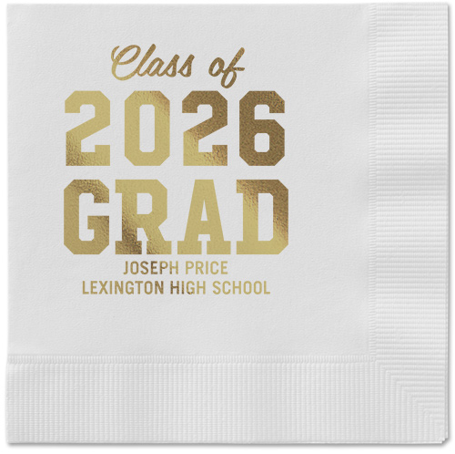 Collegiate Celebration Napkin, Yellow, White, gold